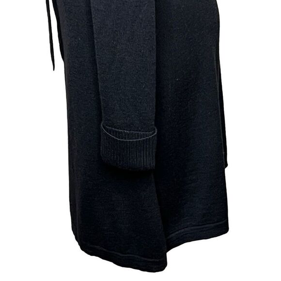 Halogen black merino wool button up cardigan with tie belt size M - Picture 8 of 14